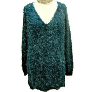 TIMEOUT LA Turquoise Oversize Plush Sweater